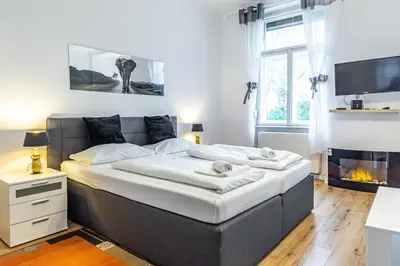 Ein Bett oder Betten in einem Zimmer der Unterkunft CHRISTIANO Apartments - Villa Schönbrunn