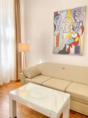 Ein Sitzbereich in der Unterkunft Steiner Residences Vienna Taborstrasse