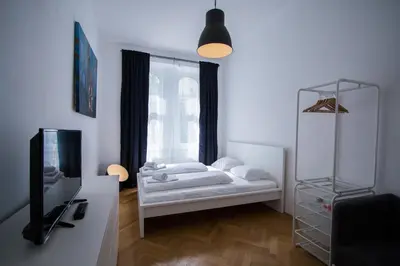 Ein Bett oder Betten in einem Zimmer der Unterkunft Porzellangarten Apartment I contactless Check-In