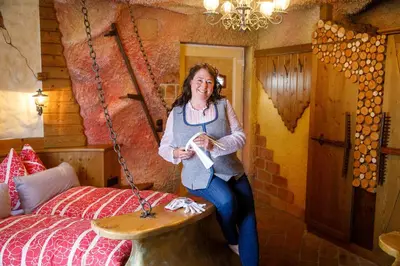 Ein Bett oder Betten in einem Zimmer der Unterkunft Pension Haus Sanz