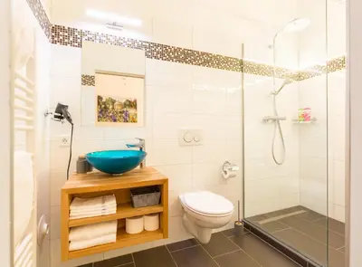 Ein Badezimmer in der Unterkunft Altes Backhaus