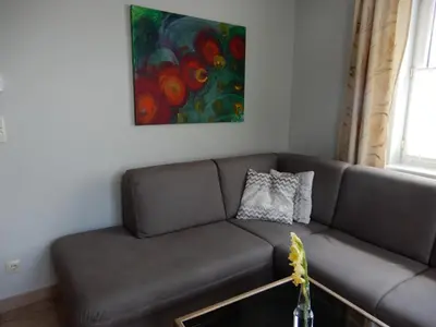 Ein Sitzbereich in der Unterkunft Gästehaus Fischbach