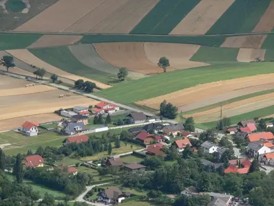 Blick auf Haus Bergblick aus der Vogelperspektive