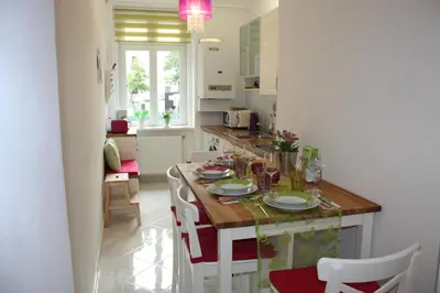 Küche/Küchenzeile in der Unterkunft govienna - City Center Apartments