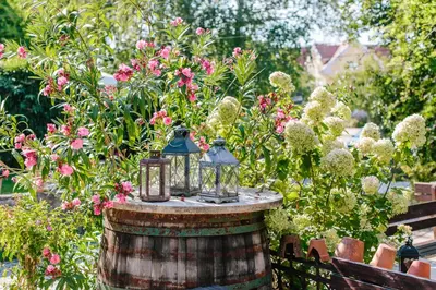 Ein Garten an der Unterkunft OLEANDER SUITEN großzügig wohnen mit besonderem Charme