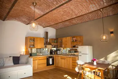 Küche/Küchenzeile in der Unterkunft Exklusive Ferienwohnung Bad Fischau