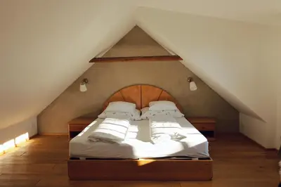 Ein Bett oder Betten in einem Zimmer der Unterkunft Exklusive Ferienwohnung Bad Fischau