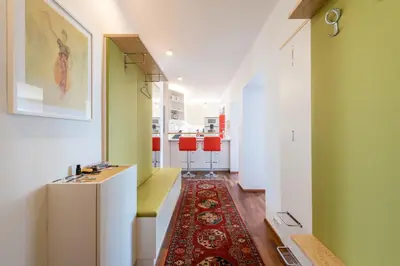 Ein Sitzbereich in der Unterkunft Skyflats Vienna Ring View