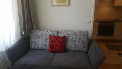 Ein Sitzbereich in der Unterkunft Haberlgasse
