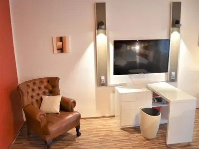 Ein Sitzbereich in der Unterkunft Studio-Apartment Augarten