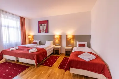 Ein Bett oder Betten in einem Zimmer der Unterkunft Hallo Vienna suite Apartment Nr 9