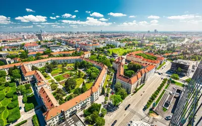 Ein allgemeiner Blick auf Wien oder ein Stadtblick von des Hotels aus