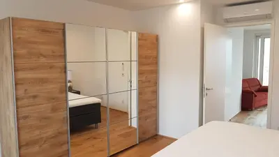 Ein Bett oder Betten in einem Zimmer der Unterkunft Loft #11 mit großer Loggia und Terrasse