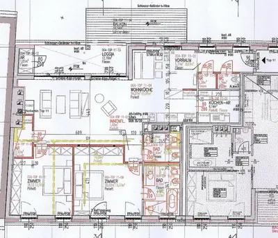 Grundriss der Unterkunft Loft #11 mit großer Loggia und Terrasse