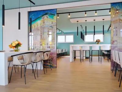 Ein Restaurant oder anderes Speiselokal in der Unterkunft B&B Hotel Wien-Hbf