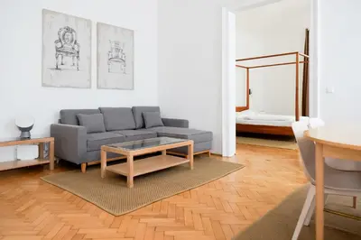 Ein Sitzbereich in der Unterkunft HeyMi Apartments Stadtpark