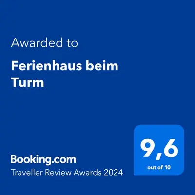 Ein Zertifikat, Auszeichnung, Logo oder anderes Dokument, das in der Unterkunft Ferienhaus beim Turm ausgestellt ist