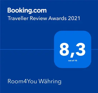 Ein Zertifikat, Auszeichnung, Logo oder anderes Dokument, das in der Unterkunft Contactless Check-In Room4You Währing ausgestellt ist
