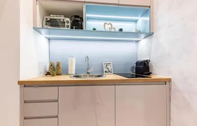 Küche/Küchenzeile in der Unterkunft ZEUS Design Apartments