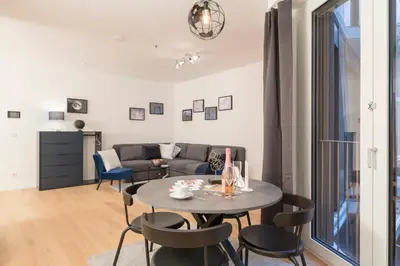 Ein Sitzbereich in der Unterkunft Luxury Suites Renngasse