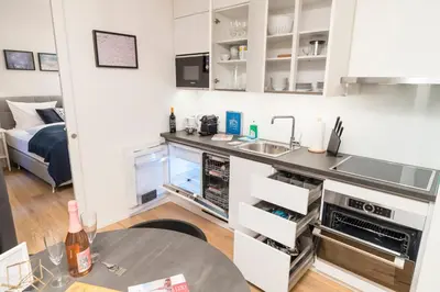 Küche/Küchenzeile in der Unterkunft Luxury Suites Renngasse