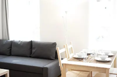 Ein Sitzbereich in der Unterkunft Vienna Living Apartments - Hasnerstraße