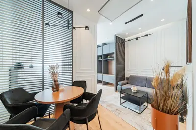 Ein Sitzbereich in der Unterkunft Zeus Design Apartments Schönbrunn