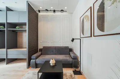 Ein Sitzbereich in der Unterkunft Zeus Design Apartments Schönbrunn