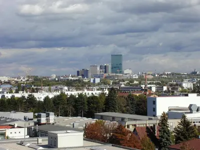 Ein allgemeiner Blick auf Wien oder ein Stadtblick von des Hostels aus