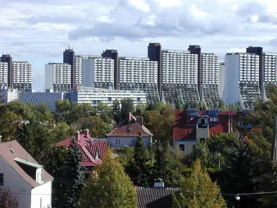 Ein allgemeiner Blick auf Wien oder ein Stadtblick von des Hostels aus