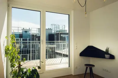 Ein Balkon oder eine Terrasse in der Unterkunft Design Loft mit Parkplatz nahe Schoenbrunn und U6
