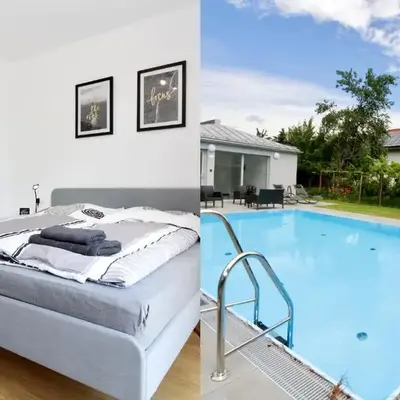 Modern Balcony Apartment with Pool close to Lake in 
