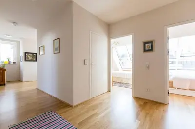 Ein Bett oder Betten in einem Zimmer der Unterkunft Großes Penthouse #12 mit Terrasse und Aussicht