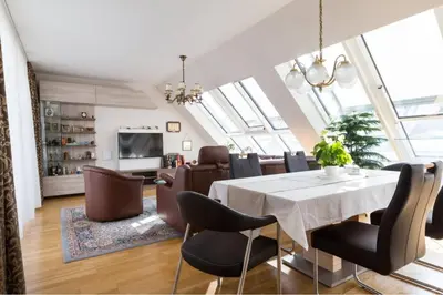 Ein Sitzbereich in der Unterkunft Großes Penthouse #12 mit Terrasse und Aussicht