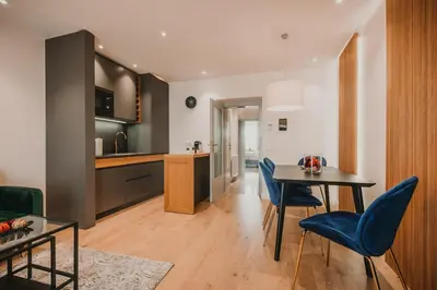 Küche/Küchenzeile in der Unterkunft Zeus Design Apartments Prater