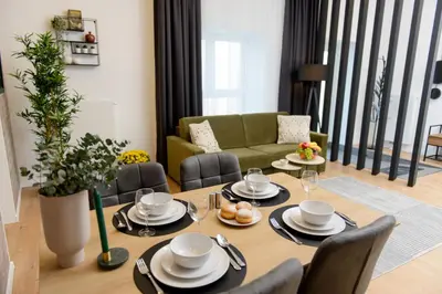 Ein Sitzbereich in der Unterkunft La Vienna Suites - Apartments Hauptbahnhof