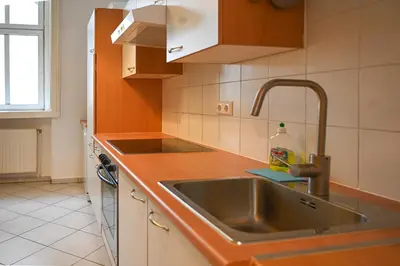 Küche/Küchenzeile in der Unterkunft Highlight Suite Augarten