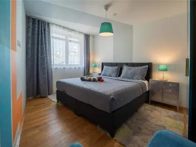 Ein Bett oder Betten in einem Zimmer der Unterkunft Elegant Apartment Naschmarkt