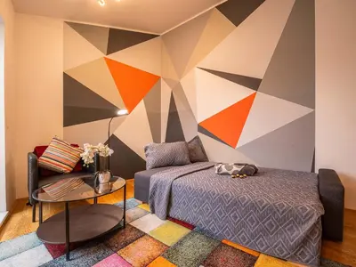 Ein Bett oder Betten in einem Zimmer der Unterkunft Bright Apartment Naschmarkt