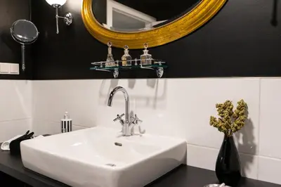 Ein Badezimmer in der Unterkunft The Music - Luxuriöses City Loft am Naschmarkt
