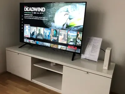 TV/Unterhaltungsangebot in der Unterkunft Neubau Wohnung Stadlau