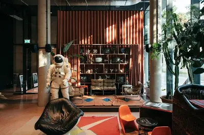 Ein Sitzbereich in der Unterkunft Superbude Wien Prater
