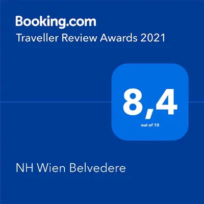 Ein Zertifikat, Auszeichnung, Logo oder anderes Dokument, das in der Unterkunft NH Wien Belvedere ausgestellt ist