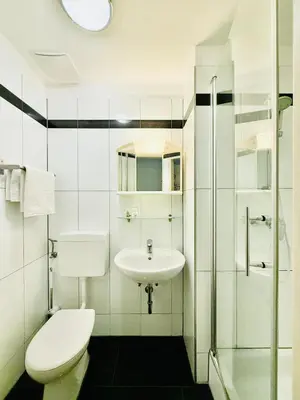 Ein Badezimmer in der Unterkunft Pension Liechtenstein