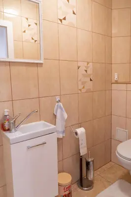 Ein Badezimmer in der Unterkunft Dana's Apartment beim Augarten