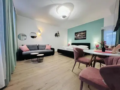 Ein Sitzbereich in der Unterkunft WF-Apartment Westbahnhof