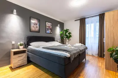 Ein Bett oder Betten in einem Zimmer der Unterkunft Live Centrally in a Spacious and Modern Apartment in Vienna