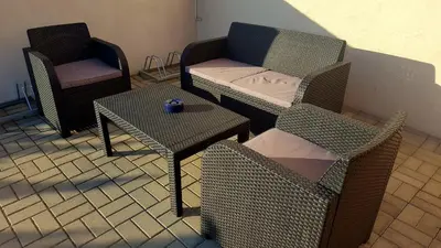 Ein Sitzbereich in der Unterkunft Pension Diana-Parndorf