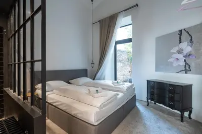 Ein Bett oder Betten in einem Zimmer der Unterkunft easy-flat Augarten - Apartments near Danube and Metro
