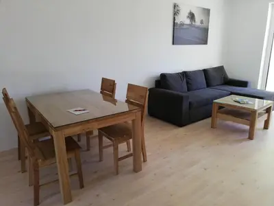 Ein Sitzbereich in der Unterkunft Ferienbungalows Vital